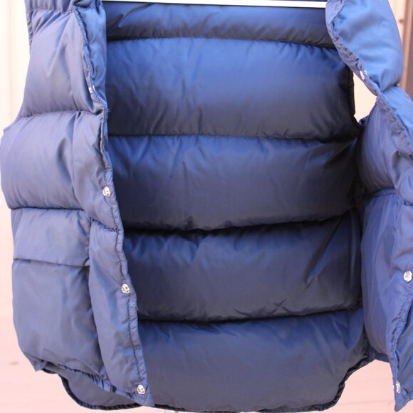 Woolrich Down Nylon Quilted Youth Vest Navy Blue Small Snaps Pockets High & Low - Picture 5 of 7